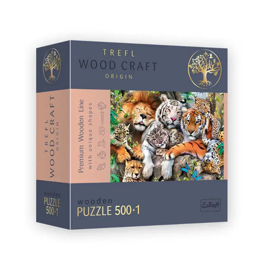 Puzzle 500 pièces en bois: Wild Cats in the Jungle