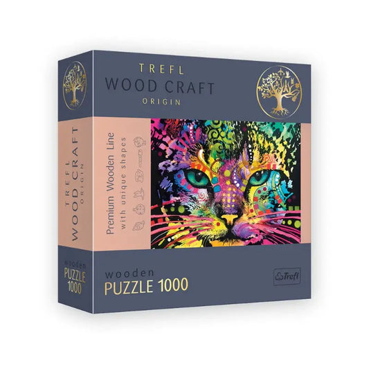 Puzzle 1000 pièces en bois: Colorful Cat