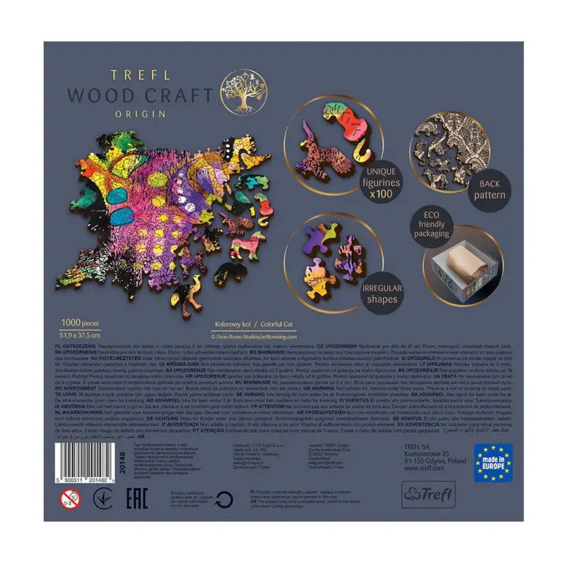 Puzzle 1000 pièces en bois: Colorful Cat