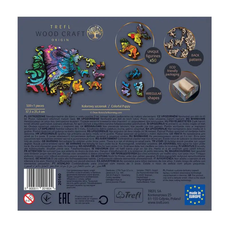 Puzzle 500 pièces en bois: Colorful Puppy