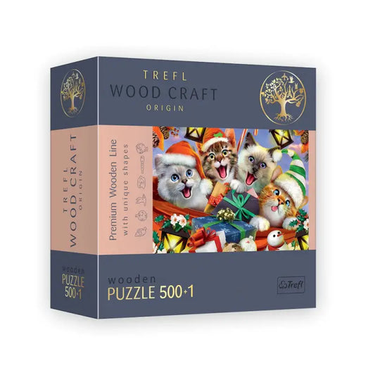 Puzzle 500 pièces en bois: Festive cats