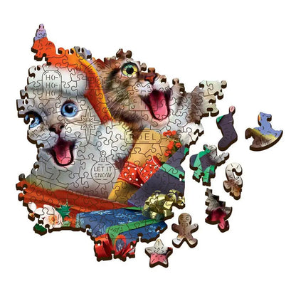 Puzzle 500 pièces en bois: Festive cats