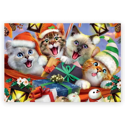 Puzzle 500 pièces en bois: Festive cats