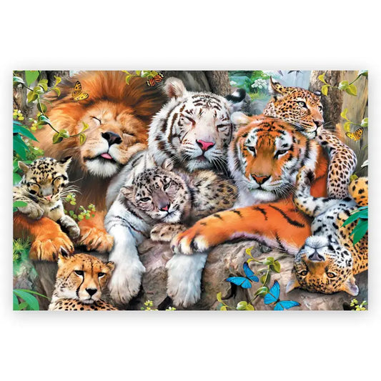 Puzzle 500 pièces en bois: Wild Cats in the Jungle