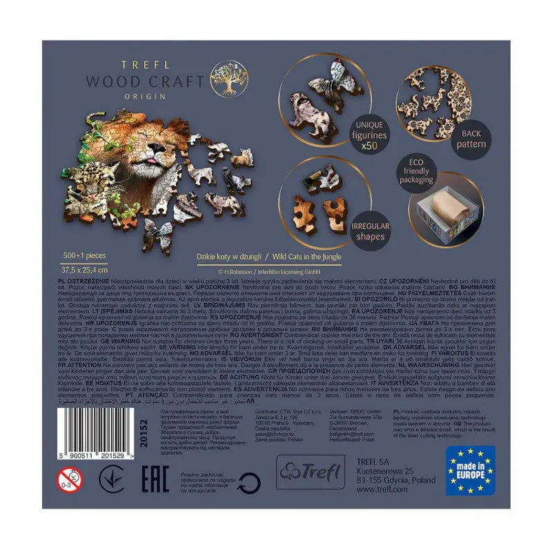 Puzzle 500 pièces en bois: Wild Cats in the Jungle