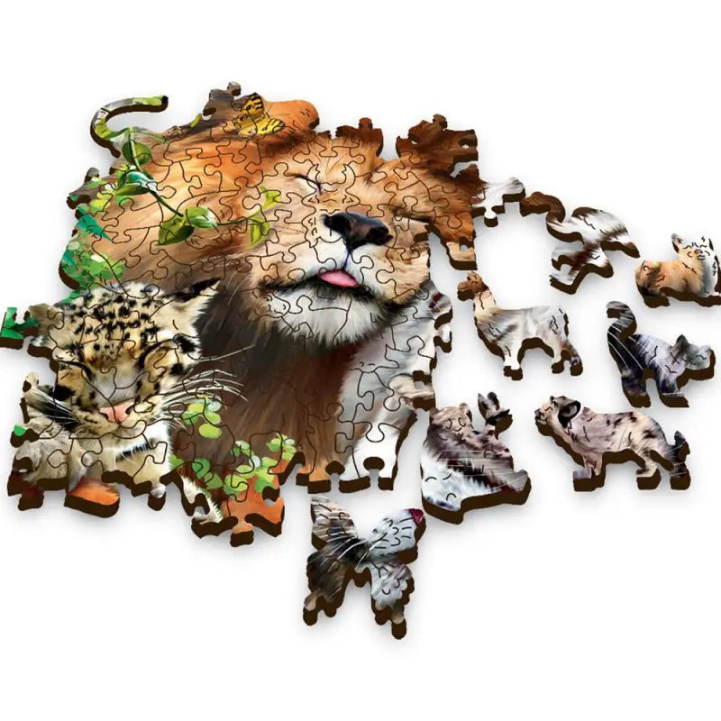 Puzzle 500 pièces en bois: Wild Cats in the Jungle